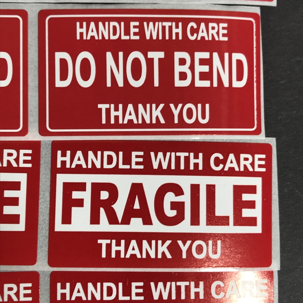 100 Red Fragile Stickers And 10p Handle With Care  Do Not Bend - Picture 3 of 6